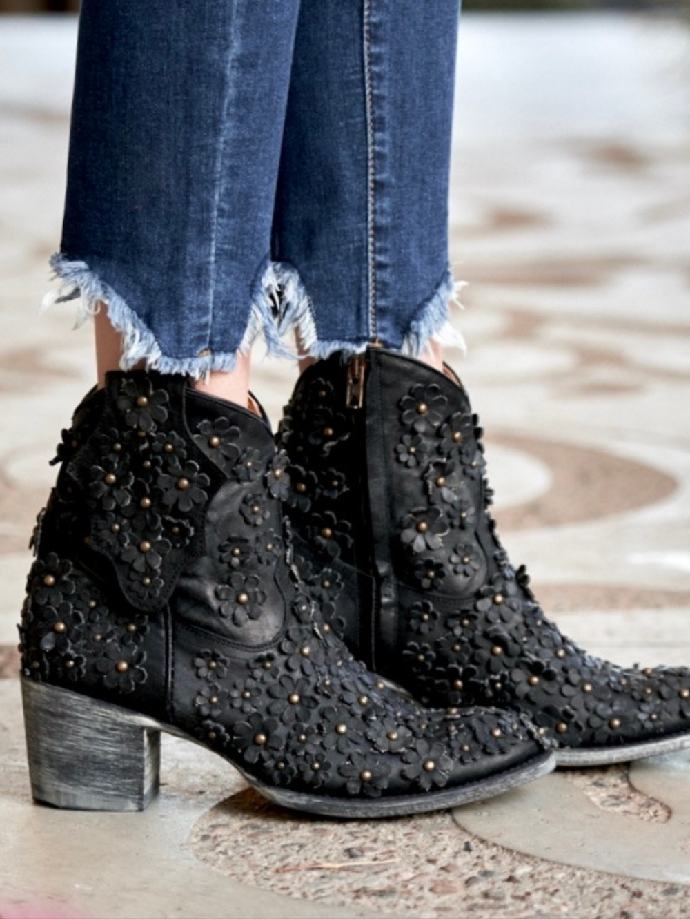 Old Gringo Vesuvio Floral Black Goat & Calf Leather Hippie Chic Cowgirl Boots - Picture 15 of 16